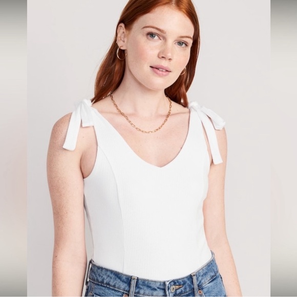 Old Navy Tie-Shoulder V-Neck Rib-Knit Bodysuit - Picture 1 of 4